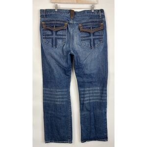 Vintage No Boundaries Grunge Y2K Biker Leather Straight Leg‎ Denim Jeans 40 x 32